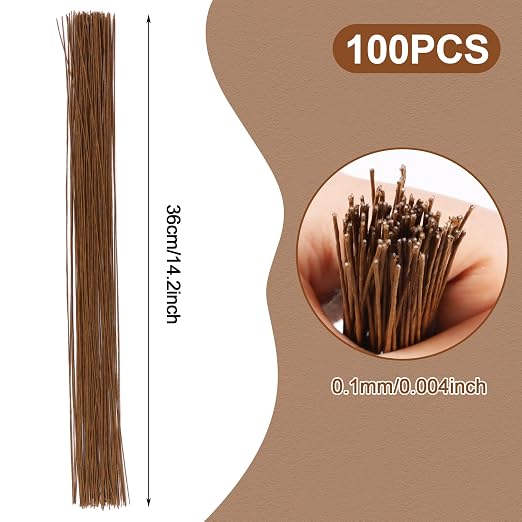 CCINEE 26 Gauge Brown Floral Stem Wire, 14 inch - Image 2