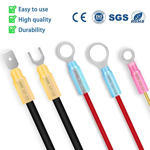 550Pcs Waterproof Heat Shrink Wire Connectors Kit, Automotive Electrical Connector Terminals Kit, Butt Fork Ring and Spade Crimp Connectors Assortment (22-10AWG)
