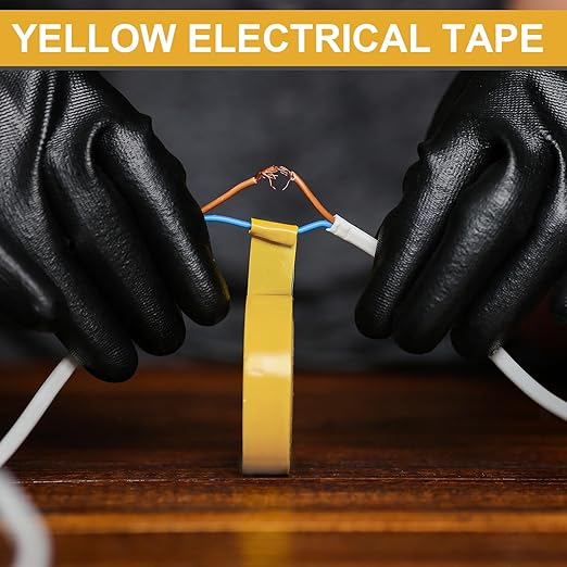 Treela 20 Rolls Electrical Tape 3/4 Inch Waterproof Vinyl Electrical Insulating Tape Flame Retardant Indoor Outdoor High Temperature Resistance Accessory for Wire and Cable(Yellow,66 ft)
