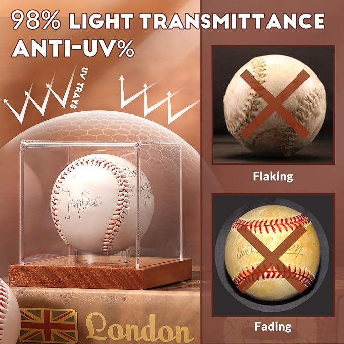 JupDec Baseball Display Case 4 Pack, Autograph Baseball Stand Box - Image 4