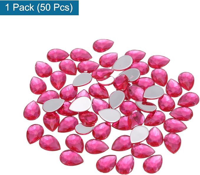 MECCANIXITY 50PCS Flat Back Acrylic Teardrop Gems 10x14mm Artificial Rhinestones - Image 3