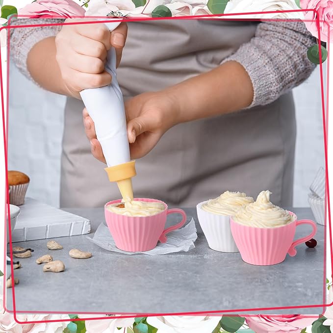 Vesici 24 Pcs Silicone Teacup Cupcake Molds Muffin Cups - Image 7