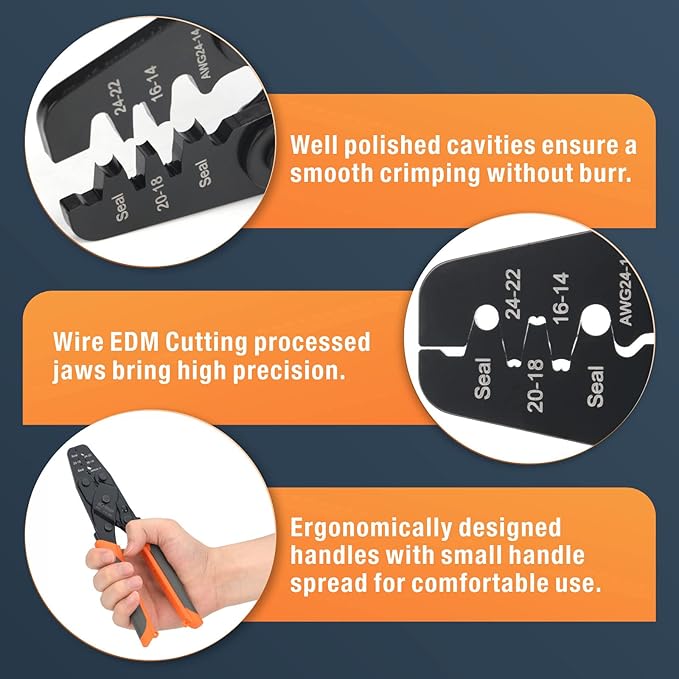 iCrimp Sealed Waterproof Terminals Crimping Tool Wire Crimper for Delphi Metri-Pack 150, 280 & Weather-Pack Terminals AWG24-14