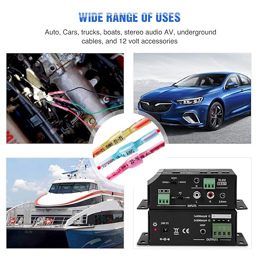 Nilight - 50027R 250 PCS Heat Shrink Spade Connectors Quick Disconnect Wire Connectors Electrical Spade Terminals Heat Shrink Fully Insulated Male and Female Wire Spade Connectors,2 Years Warranty