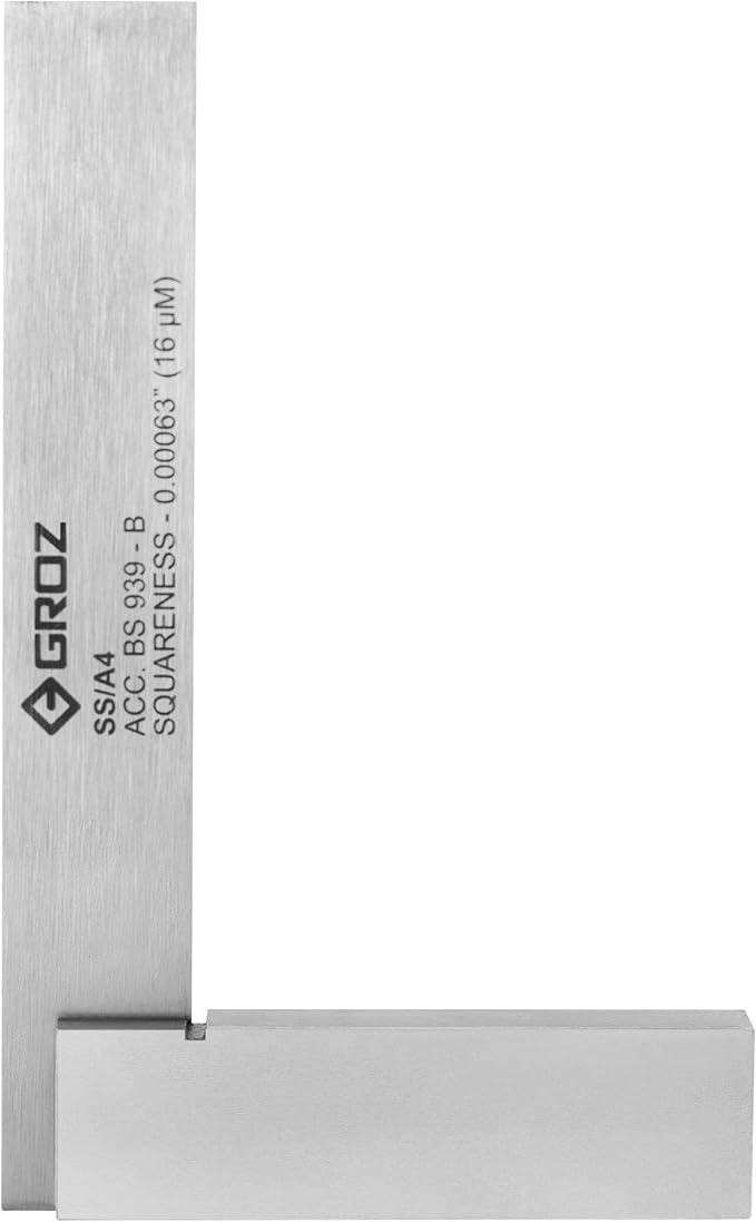 Groz 01002 4" Precision Steel Square, 16 Microns Squareness