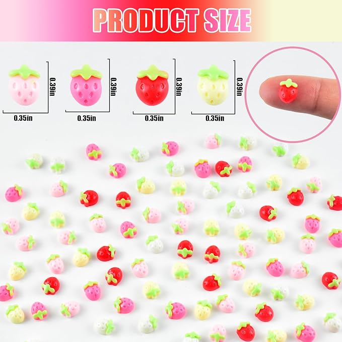 100 Pieces Colorful Tiny Strawberry - Image 3