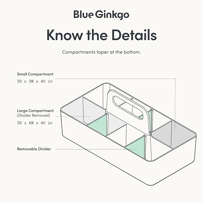 BLUE GINKGO Stackable Organizer Caddy, L-Rectangle, Made in Korea | Portable. - Image 4