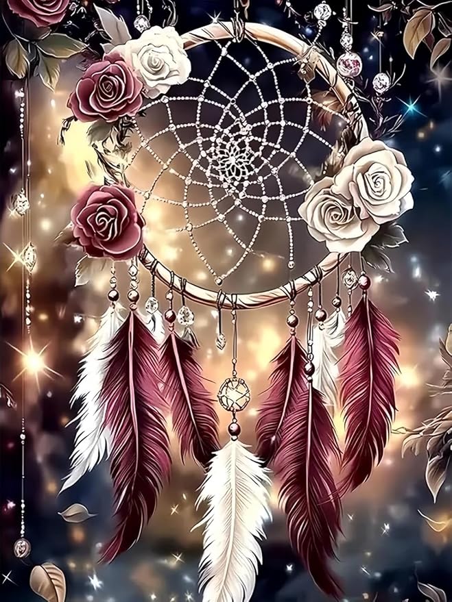 Dreamcatcher Cross Stitch Kits for Adults Beginner, Flower Counted Cross Stitch by Unknown