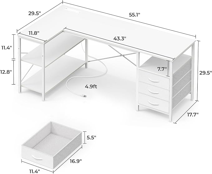 Huuger L Shaped Office Desk - Image 3