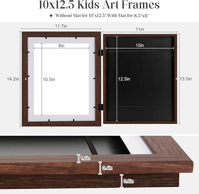 Kids Art Frames, 10x12.5 Front Opening Kids Artwork Frames Changeable, Displays - Image 3