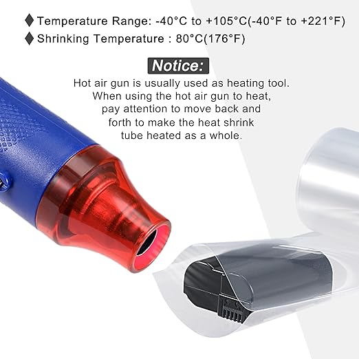 MECCANIXITY Battery Wrap PVC Heat Shrink Tubing 32mm Dia 50mm Flat 33 Feet(10meters) Clear Good Insulation for Battery Pack