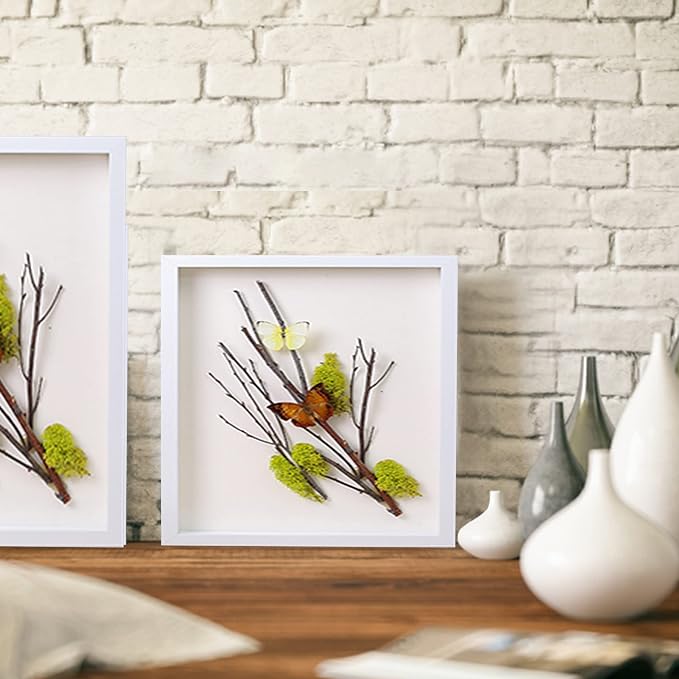 5x5 White Small Shadow Box Frame Display Case, Display Case Box - Image 3