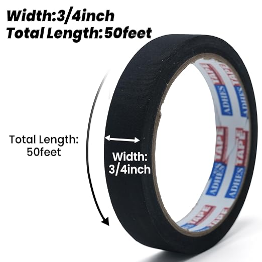 Adhes Wire Harness Tape, 5 Rolls 3/4-Inch x 50-Feet, High Temp Automotive Felt Cloth Tape for Engine Wire Loom, Noise Dampening, Cable Protection, and Electrical Bundling