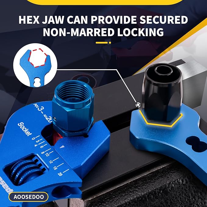3AN-20AN AN Fitting Wrench AN Fitting Tool for AN Hose Fitting Assembly Adjustable Lightweight Aluminum Blue With 6AN-AN8 Double-ended AN Wrench Blue