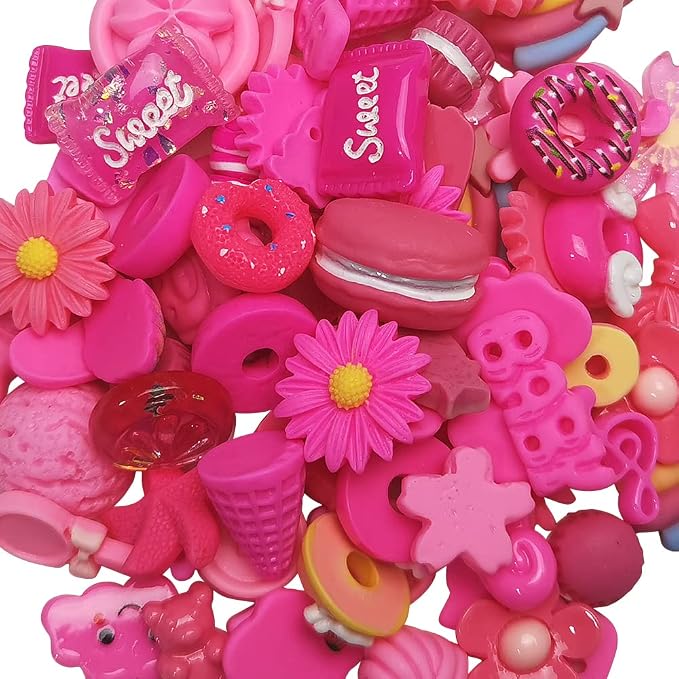 Chenkou Craft 50pcs Lots Mix Assorted Fuschia Craft DIY Flatbacks Resin Flat by ChenkouCraft