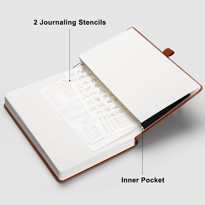 RETTACY Dotted Journal Notebook, 192 Pages, A5 Medium Size | Leather Hardcover - Image 7