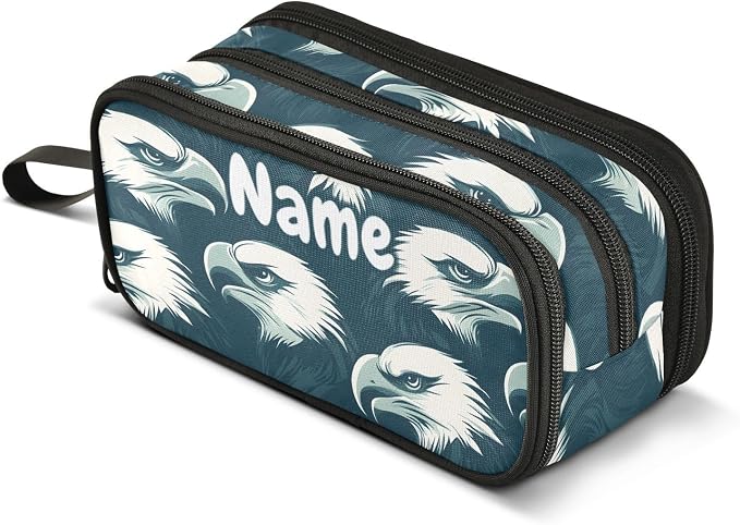Custom Eagles Head Pencil Case Box Boys Girls Personalized Name Large Pencil by BOENLE-WELCOMEYOURCOMING