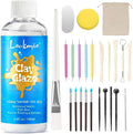 3.4FL OZ Air Dry Clay Glaze & 25pcs Tool Kit, Gloss Clay Varnish Protective by lockmio