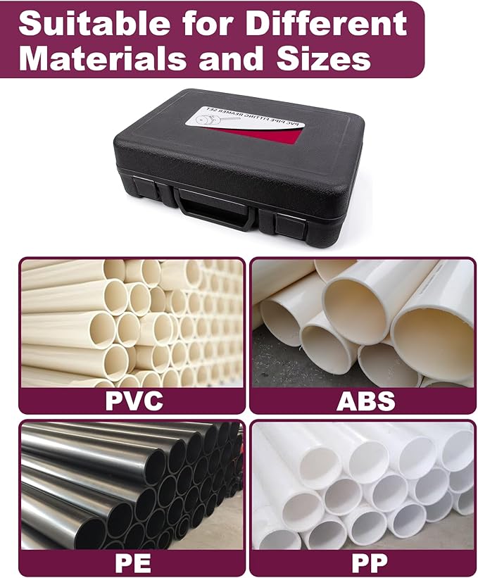 5 Pcs PVC Pipe Reamer Kit, PVC Fitting Saver, Plastic Pipe Fitting Reamer Socket Saver Plumbing Tool Includes 1-1/4'', 1-1/2'', 2'', 3'', 4'' for Schedule 40 Fits Standard 1/2" Drill