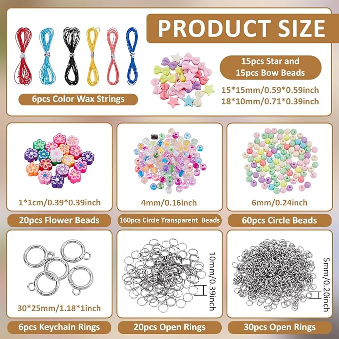 CRAFTYMELODY 606Pcs DIY Keychain Making Crafts Kits Beaded Keychain Making Kit - Image 2