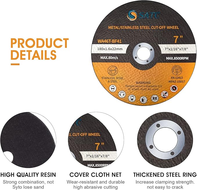 S SATC 7" Cutting Wheel 25 PCS Metal Cutting Blade 7 x 1/16 x 7/8 inch Cutting Disc Die Grinder Disc Fits Angle Grinder Air Tool