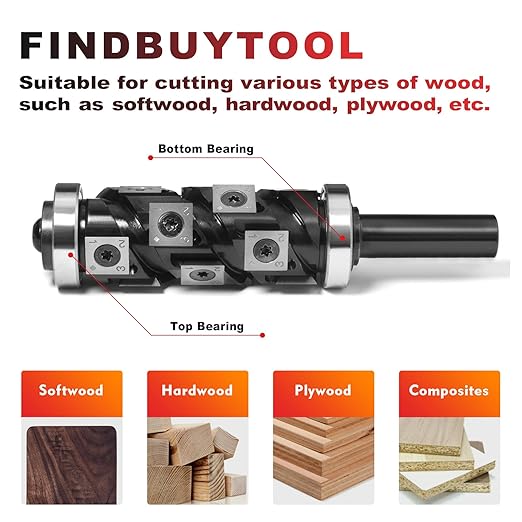 Findbuytool Carbide Heavy Duty Flush Trim Router Bit, 1/2" Shank, 30mm Cutting Diameter,Top & Bottom Bearings Insert Flush Trim Router Bit for Woodworking Trimming