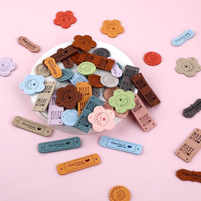50pcs Handmade Tags for Crochet Handmade Leather Labels Faux Handmade - Image 3