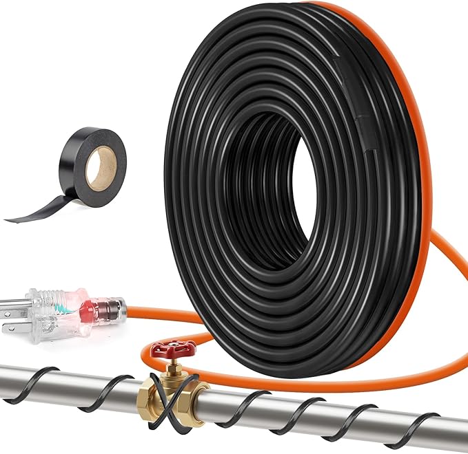 5W/FT 120V Pipe Heat Tape 15FT (3FT-200FT) - Freeze Protection Heating Cable for Metal/Plastic Water Pipes, Maintains Flow at -40°F