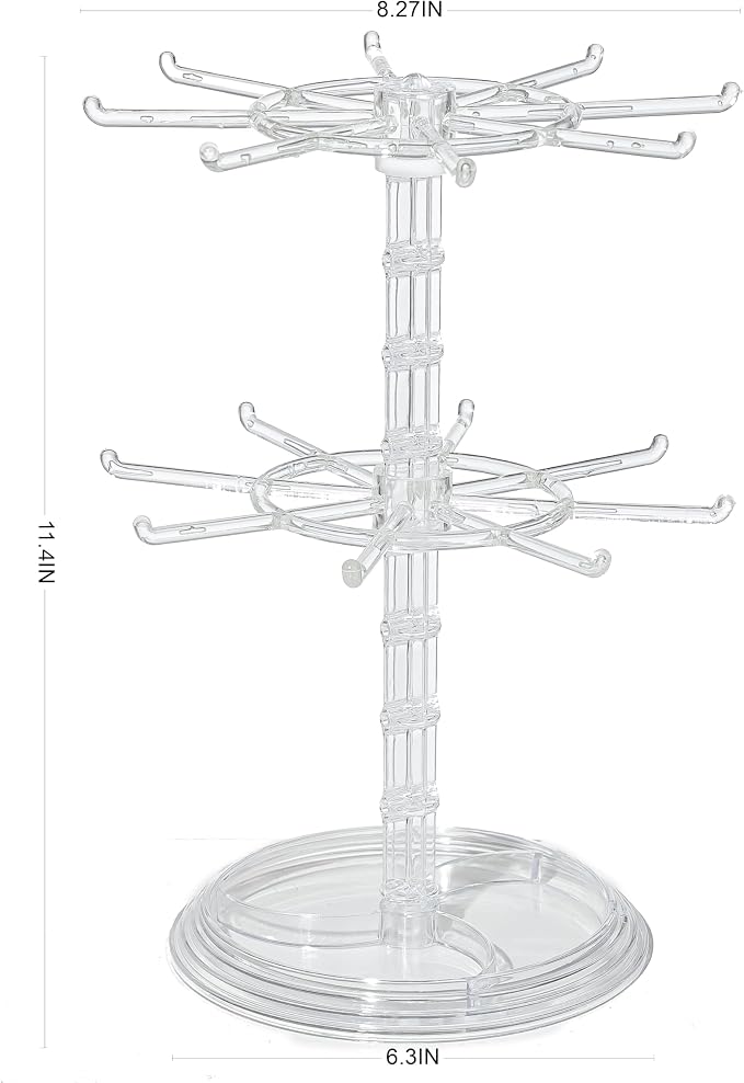 2 Tier Rotating Jewelry Display Stand, Necklace Holder, Jewelry Tree Stand - Image 3