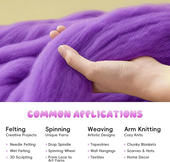 1.76oz Wool Roving: Needle Felting Wool White Roving Wool Felting Supplies Pure - Image 4
