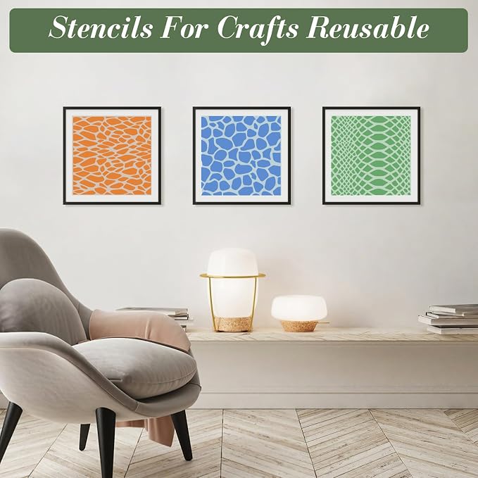 Texture Stencils for Crafts Reusable 9Pcs Stencils | DIY Art Painting Stencil - Image 2