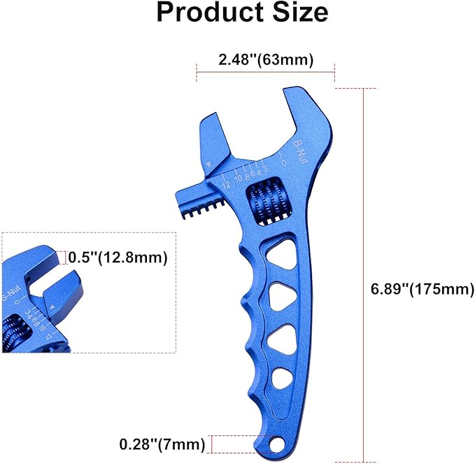 Adjustable 3AN-12AN Adjustable Wrench Spanner Lightweight for AN Hose Fitting Aluminum Blue