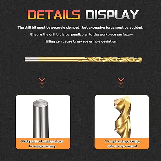 Drill Bit, 7/64" Cutting Diameter (2.778mm), 4241 HSS TiN Coated 118° Cutting Angle Versatile Jobber Bits - (Applications: for Drilling Plastic Wood Soft Thin Metal), 10-Pieces