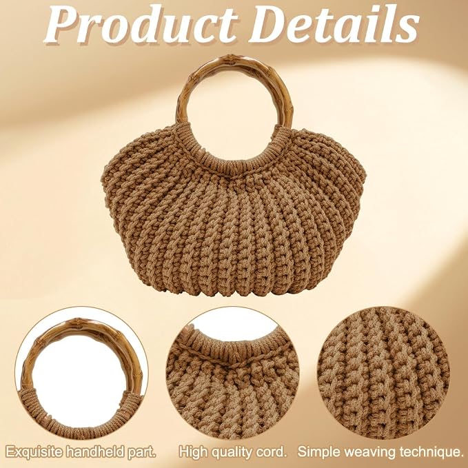 ACRNIGHEET Crochet Bag Kit for Adults Caramel Colored Handbag Crochet Kit for - Image 3