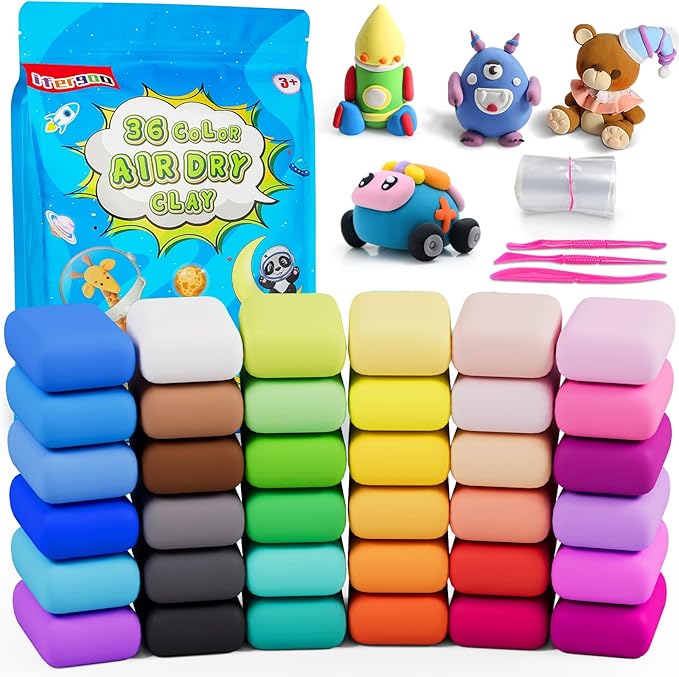 ifergoo Air Dry Clay, 36 Colors Magic Foam DIY Molding Clay by iFergoo
