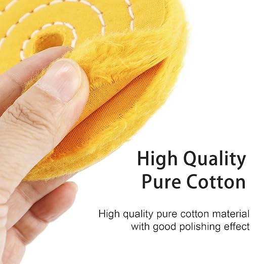 SCOTTCHEN 4" Buffing Polishing Wheel - 1/4" Handle, 1/2" Arbor Hole, Fine, Ultra Fine, Treated Yellow Cotton - 3pcs
