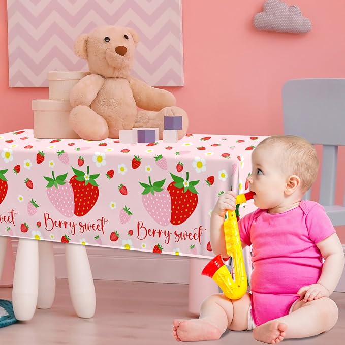 Strawberry Tablecloths Birthday Decorations, Plastic Berry Sweet Table Covers - Image 5