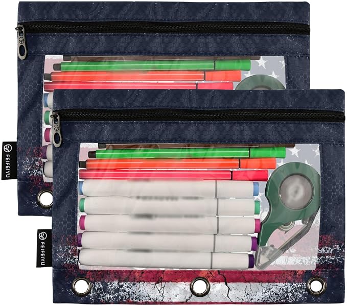 Custom Retro American Flag Pencil Pouch - Image 2