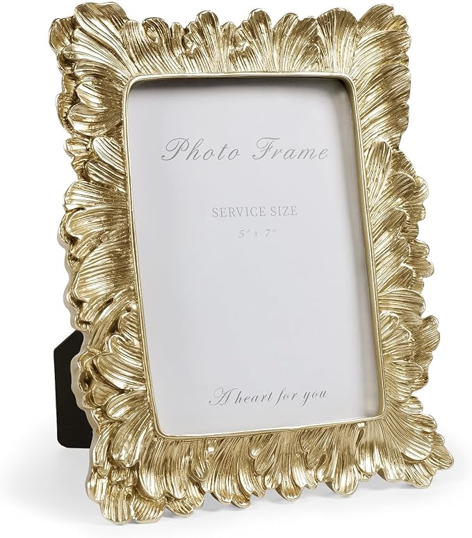Cuspin 5x7 Picture Frame Gold Frames, Vintage Ornate Palm Leaves Textured by Cuspin