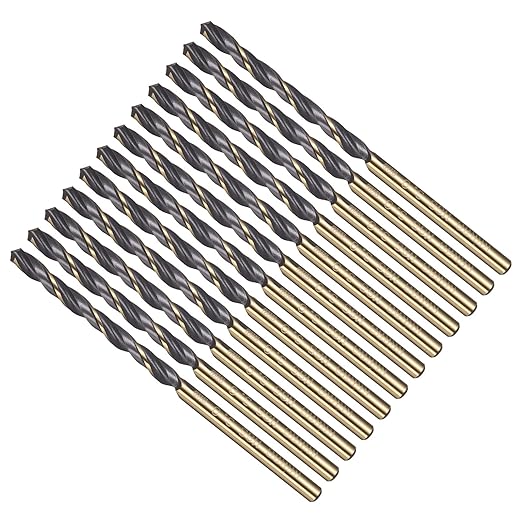 Drill Bit, 3mm Cutting Diameter, 4341 HSS Gold and Black 118° Cutting Angle Number Jobber Bits - (Applications: for Drilling Soft Metal Plastic Wood), 12-Pieces
