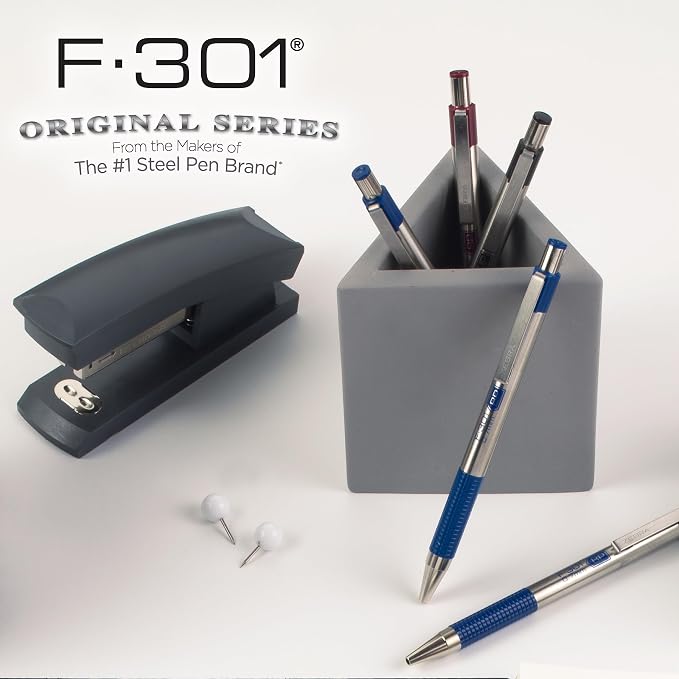 Zebra Pen F-301 Ballpoint Blue Ink Fine Point 0.7mm Stainless Steel Retractable - Image 5