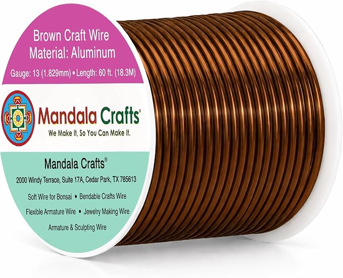 Mandala Crafts 13 Gauge Brown Anodized Aluminum Craft Wire, 60 FT | Colored by MandalaCrafts