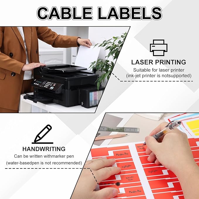 uxcell 300 Pcs Cable Labels, Waterproof Wire Cord Labels Tags, Cord Organizer Management Tags for Charger Cable Organizer Wire Markers Printer, Blue