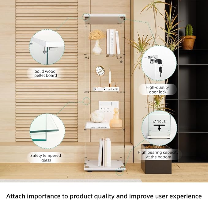 FLYMUHJIA Curio Cabinet Glass Display Case - Image 6