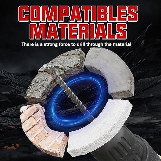 CSOOM SDS Plus Rotary Hammer Drill Bit 3/8"x6.3", Professional Concrete Drill Bit for Concrete, Brick, Stone and Cement Walls