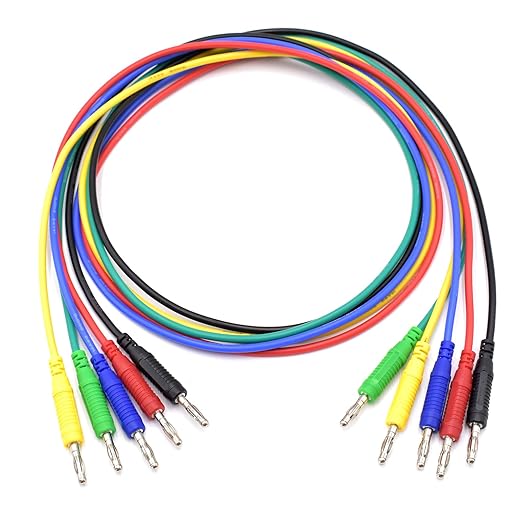 5 Colors 4mm Banana Plug Male to Male Test Leads 14AWG Heavy Duty Jumper Wires Silicone Soft Test Cable for Multimeter Electrical Testing 20A 3Ft
