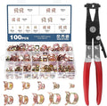 OCR 100 Pack 6-22mm 10Size Fuel line Spring Clamp Silicone Vacuum Hose Pipe Clamp Steel Wire Tube Pipe Clip With a Hose Clamp Pliers