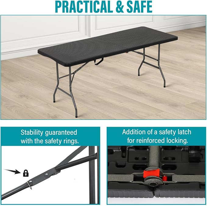 FDW Folding Table Half Portable Foldable Table - Image 4