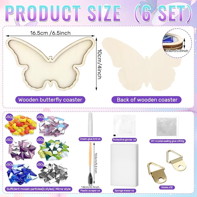 Honeydak 6 Sets DIY Glass Mosaic Tiles - Image 2