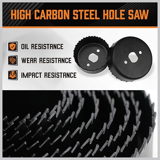 HORUSDY Hole Saw Set 24PCS Hole Saw Kit,Hole Saw Drill Bit Kit, 3/4"-6" (19-152mm) 17PCS Saw Blades, 2 Mandrels, 3 Drill Bit, Installation Plate, Hex Key, For Drywall, Soft Wood, Plywood, Plastic, PVC